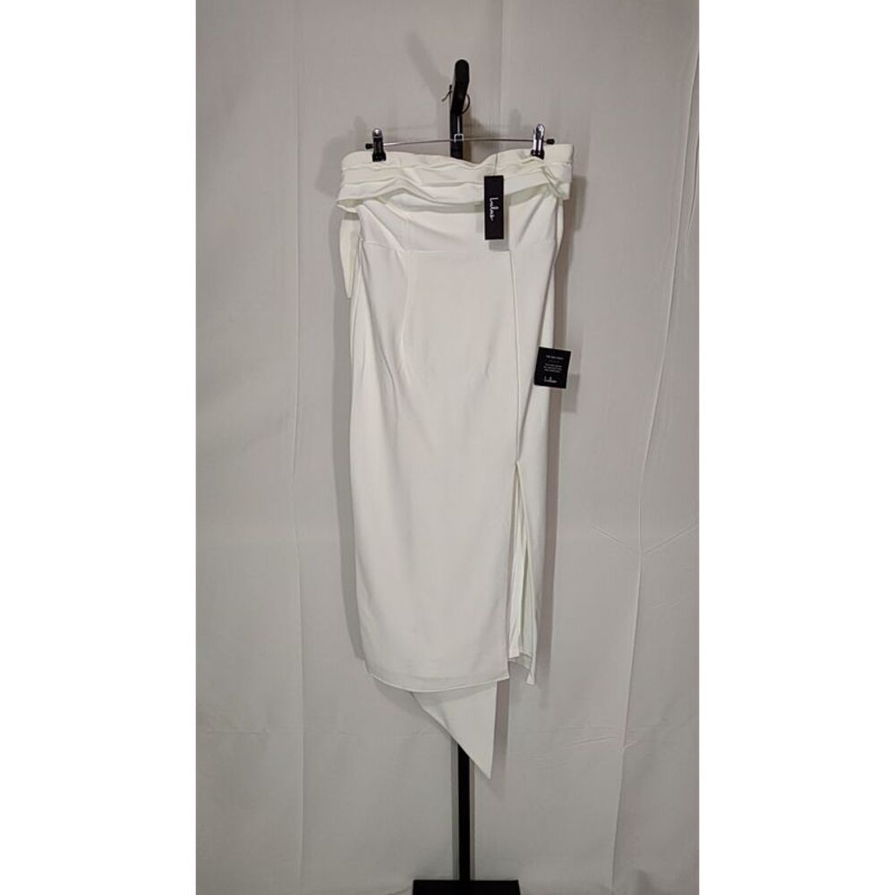 Lulu's Strapless Cream Maxi Dress with Front Slit - Picture 2 of 3